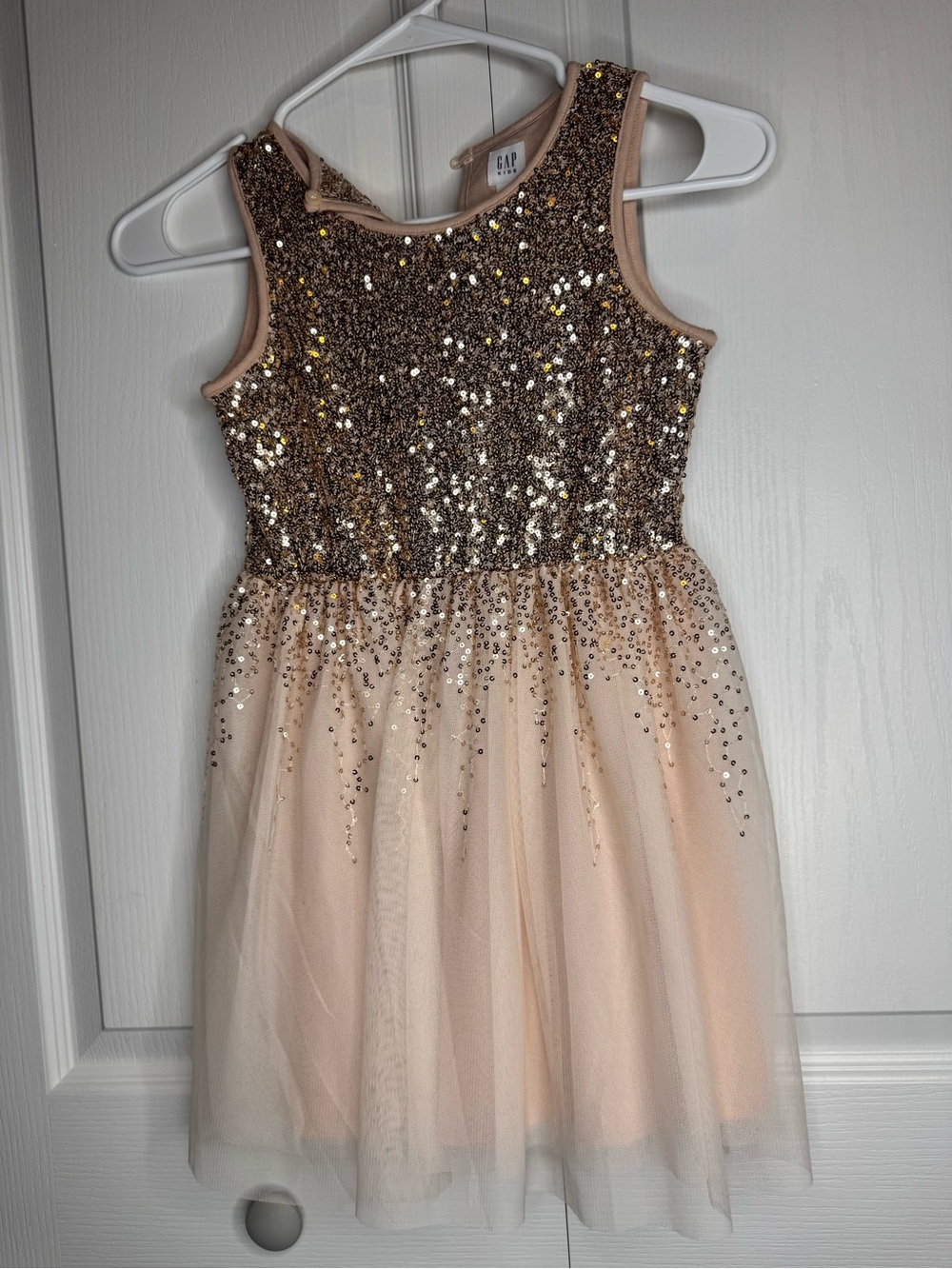 GAP Kids Size Small (6-7) Rose Gold Sequin Tulle Dress